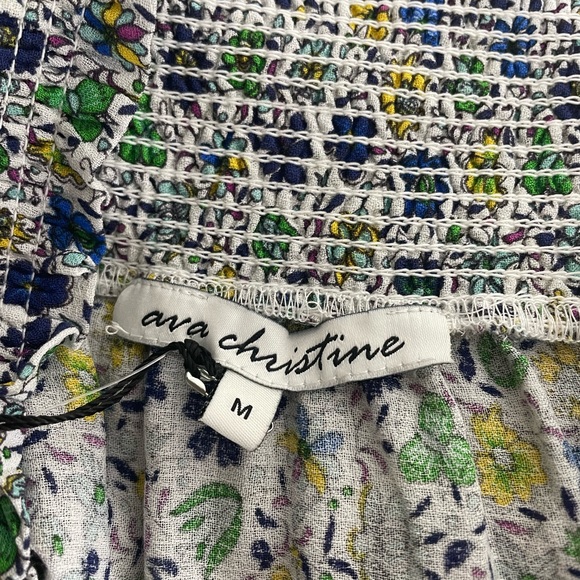 Ava Christine Maxi Skirt Med Blue Purple Green Floral Smocked Viscose Dress? NWT - Picture 5 of 8